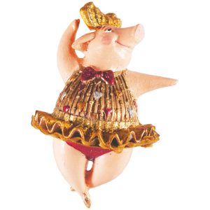 Beautiful Ballerina Circus Pig in Gold and Red Tu Tu