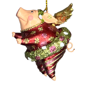 Dreamland Flying Pig in Wreath - Red